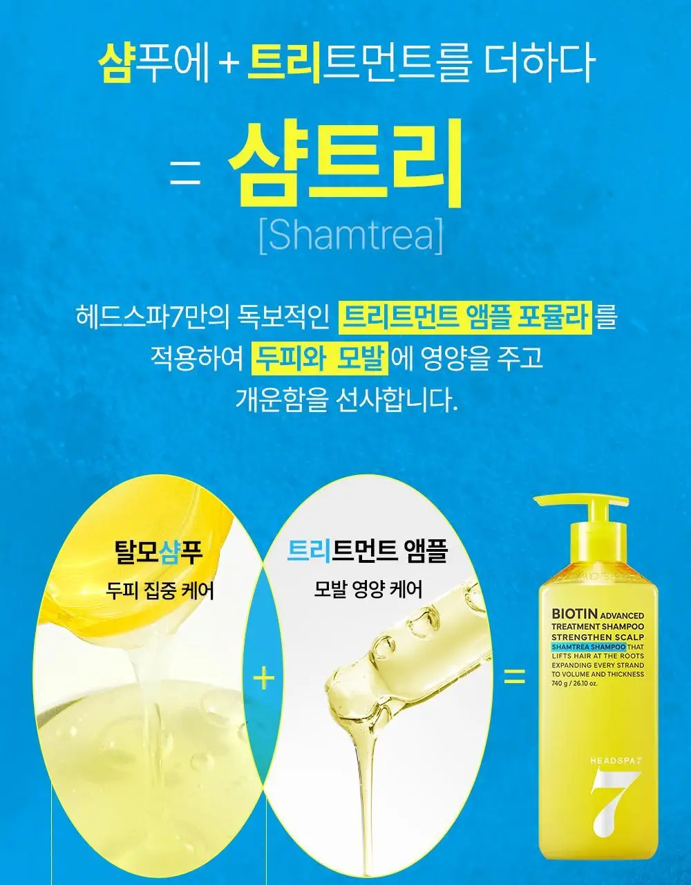 [두피강화] 헤드스파7 비오틴 어드밴스드 트리트먼트 샴푸 740g (탈모증상완화) 상세페이지 6